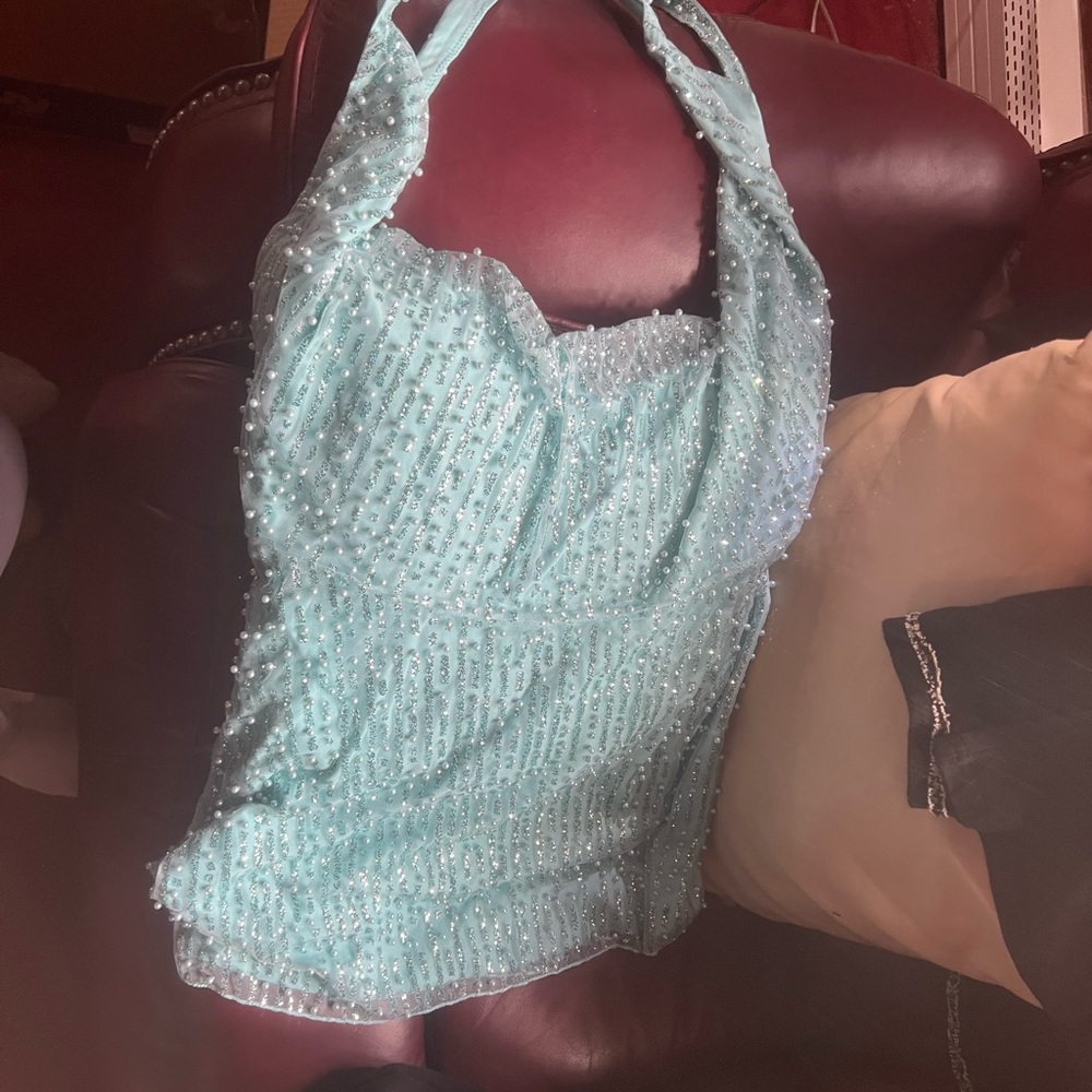 Oh Polly Light Blue Backless Dress